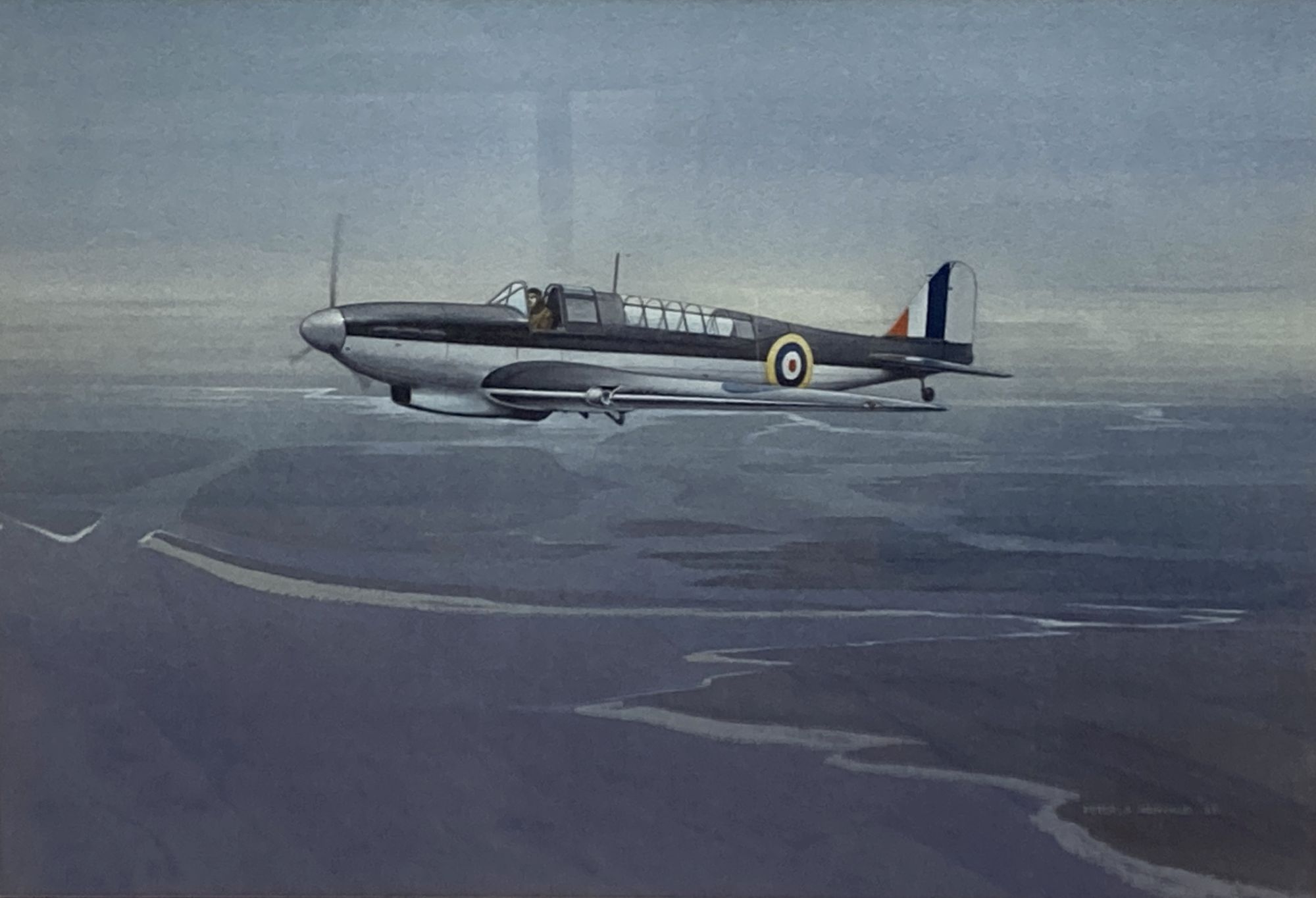 Peter A Henville (1925-2000), watercolour, Fairey Aviation Co Carrier Fighter Bomber, signed and dated 89, 33 x 48cm